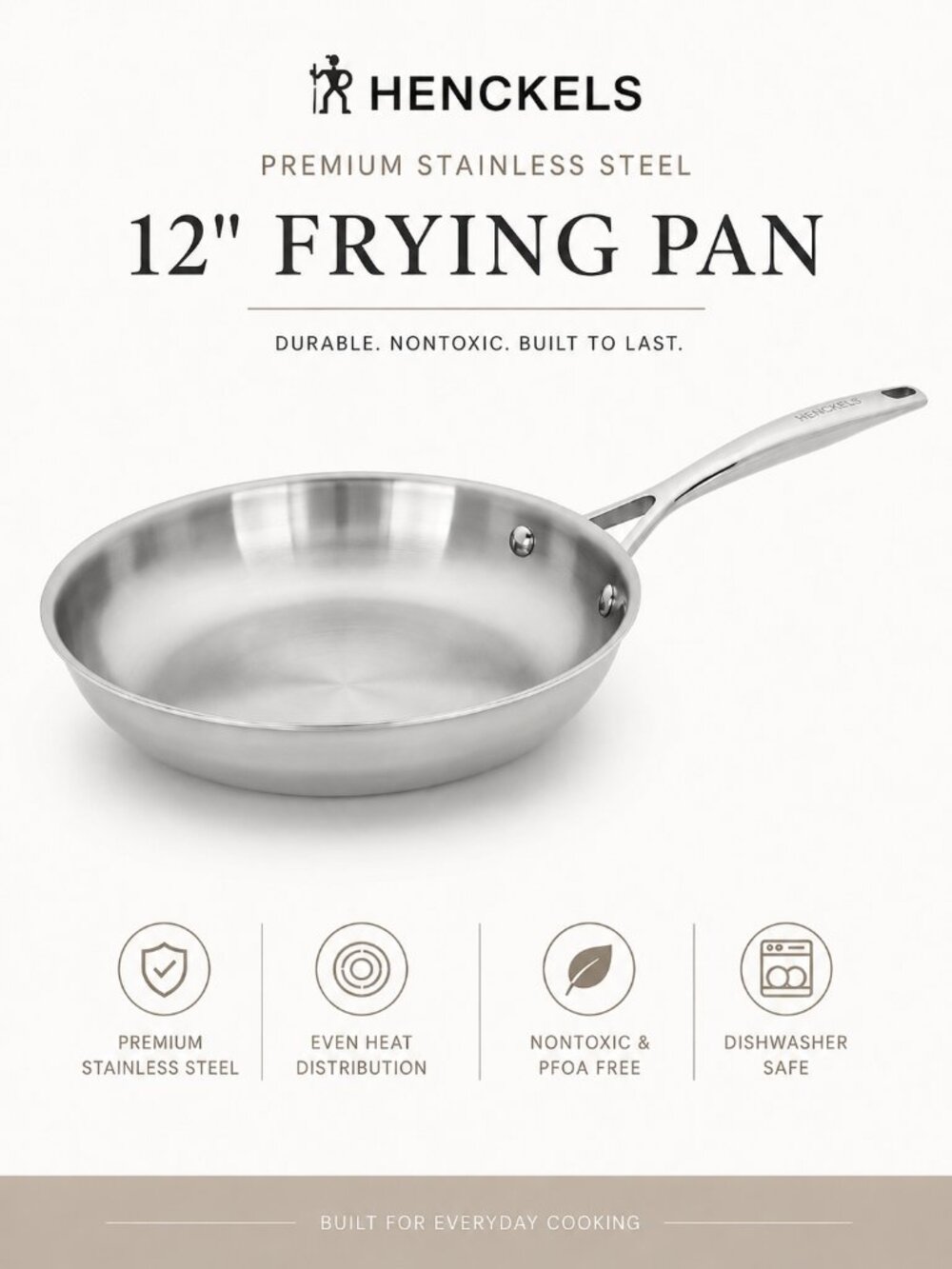 NWT Henckels Legacy 12" Stainless Steel Tri-Ply Clad Fry Pan Skillet